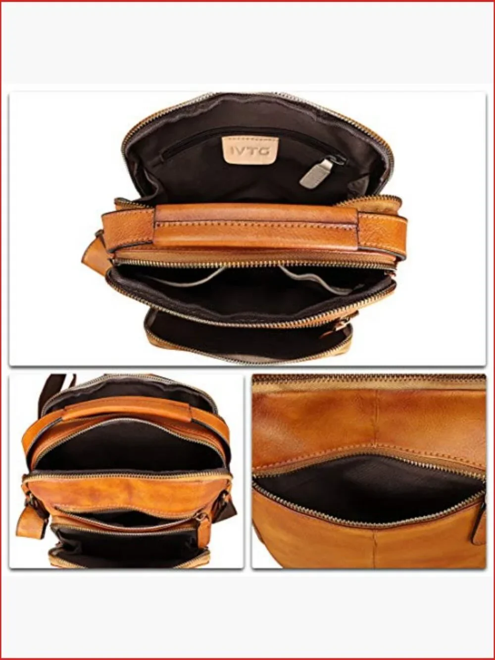 Vintage Genuine Leather Messenger Bag Crossbody Satchel Purse